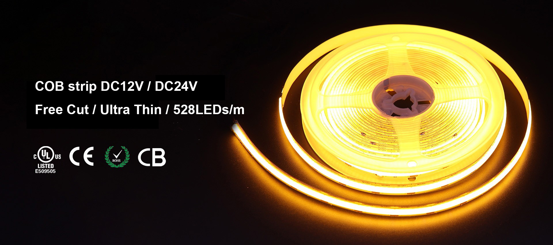 COB 528LEDs/m led strip DC12V/DC24V